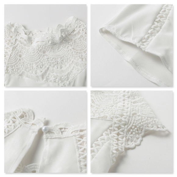 Lace Detail White Sleeveless Top - Picture 8 of 13